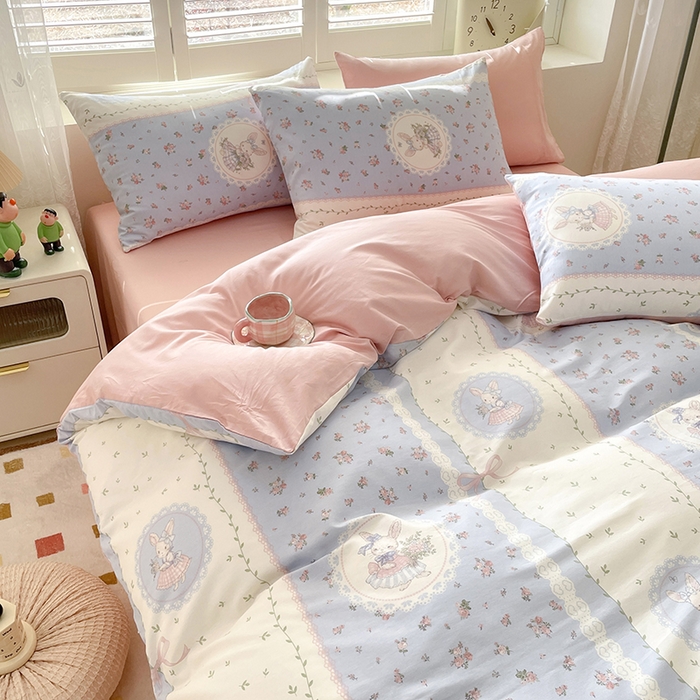 91家纺网 家纺一手货源 找家纺 丫丫家纺   2025全棉13070单被套印花小清新卡通碎花纯棉单品被套枕套（有预缩售后无忧 免费提供买家秀） 可爱丽丝