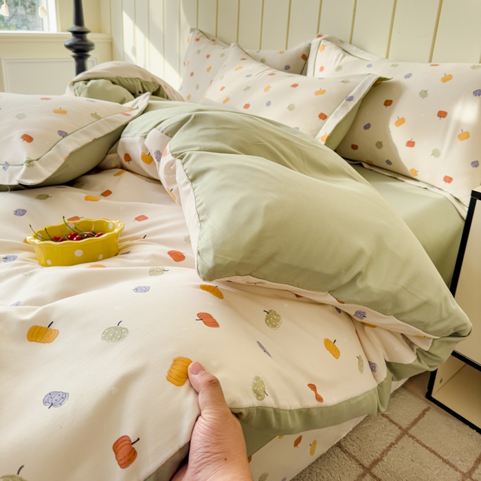 91家纺网 家纺一手货源 找家纺 可思家纺2025新款可思-简单款双层纱套件 小南瓜