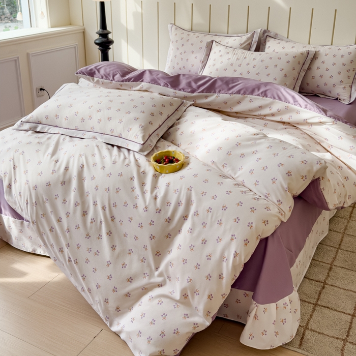 91家纺网 家纺一手货源 找家纺 可思家纺2025新款可思-简单款双层纱套件 花束