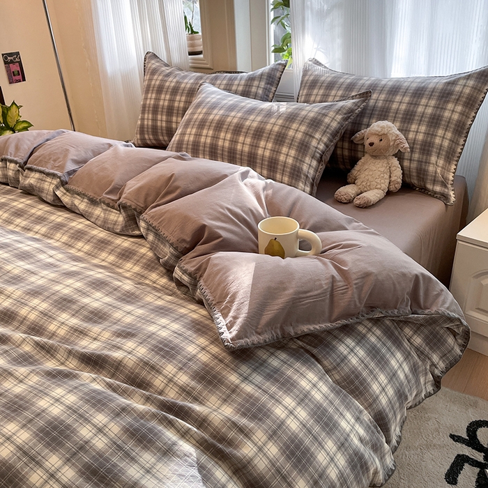 91家纺网 家纺一手货源 找家纺 （总）蓝邻家纺 2025年新款全棉水洗棉贝壳边四件套系列