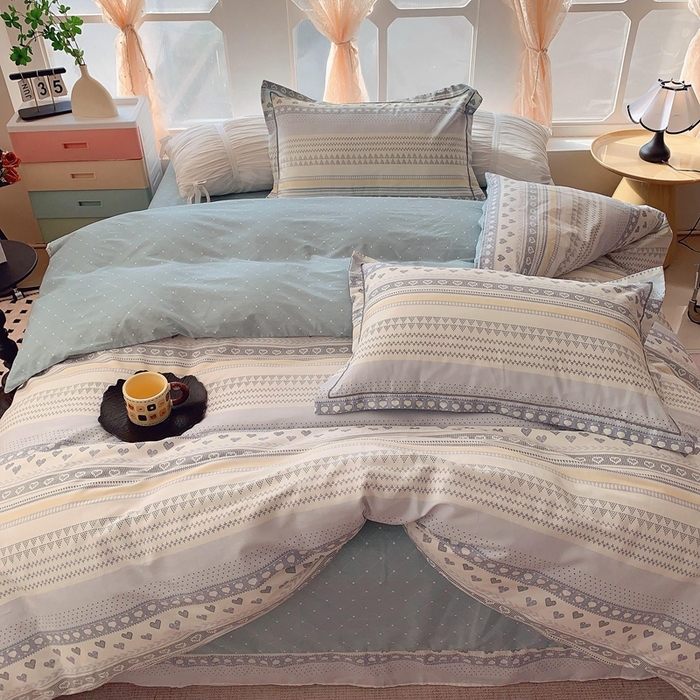 91家纺网 家纺一手货源 找家纺 奈萝家纺2025新款全棉 小号三件套 标准四件套 幸福里蓝