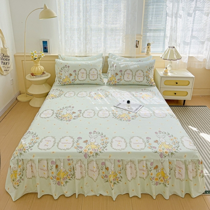 91家纺网 家纺一手货源 找家纺 （总）极梦家纺（支持定制）  2025新款春秋130克加厚植物羊绒磨毛印花单床裙三件套