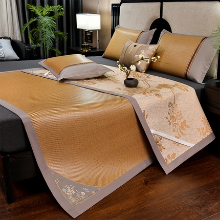 91家纺网 家纺一手货源 找家纺 （总）小牛席业 2025新款对角绣花-冰藤双面席凉席藤席冰藤席冰丝席竹席草席空调席乳胶席豆豆席