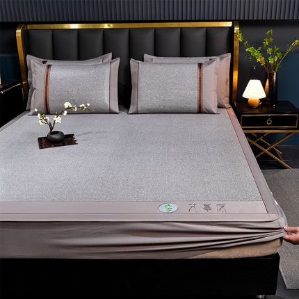 91家纺网 家纺一手货源 找家纺 （总）小牛席业 2025新款加厚款-经典艾草养生席（床笠款）凉席藤席冰藤席冰丝席竹席草席空调席乳胶席豆豆席