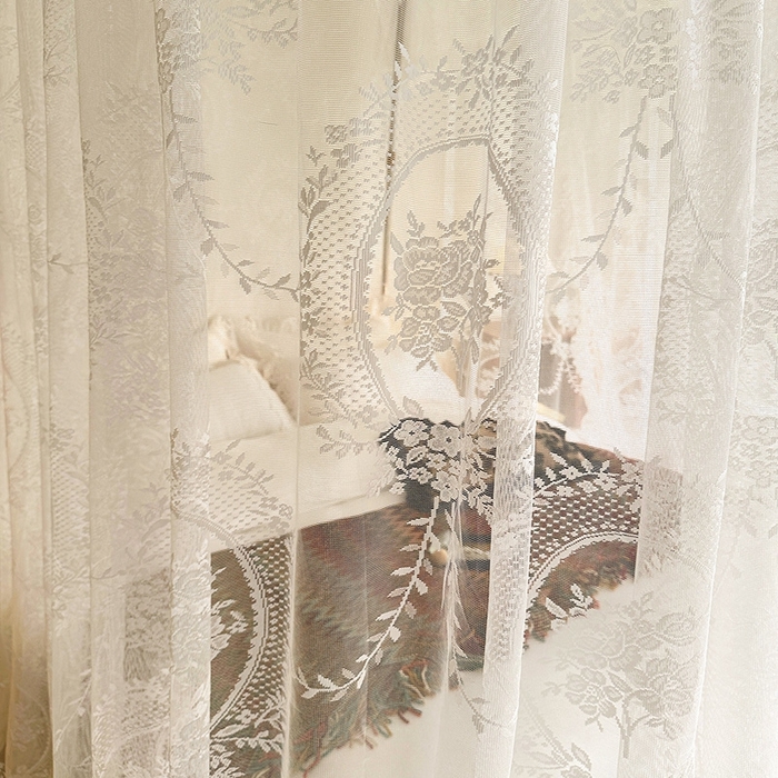 91家纺网 家纺一手货源 找家纺 都市缘蚊帐  2025新款303法式提花蕾丝蚊帐 303薇尔庄园-奶油白