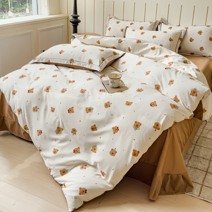 91家纺网 家纺一手货源 找家纺 可思家纺2025新款可思-简单款双层纱套件 迪西熊