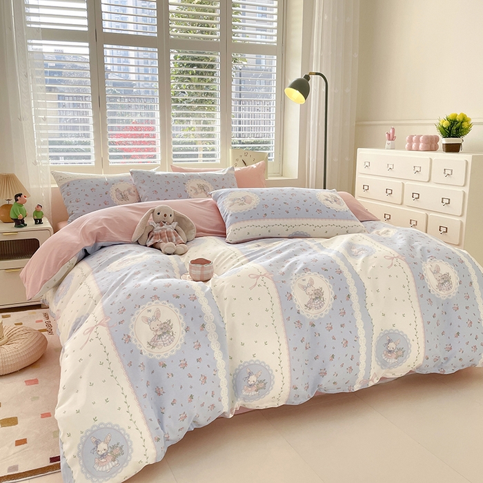 91家纺网 家纺一手货源 找家纺 丫丫家纺   2025全棉13070单被套印花小清新卡通碎花纯棉单品被套枕套（有预缩售后无忧 免费提供买家秀） 可爱丽丝