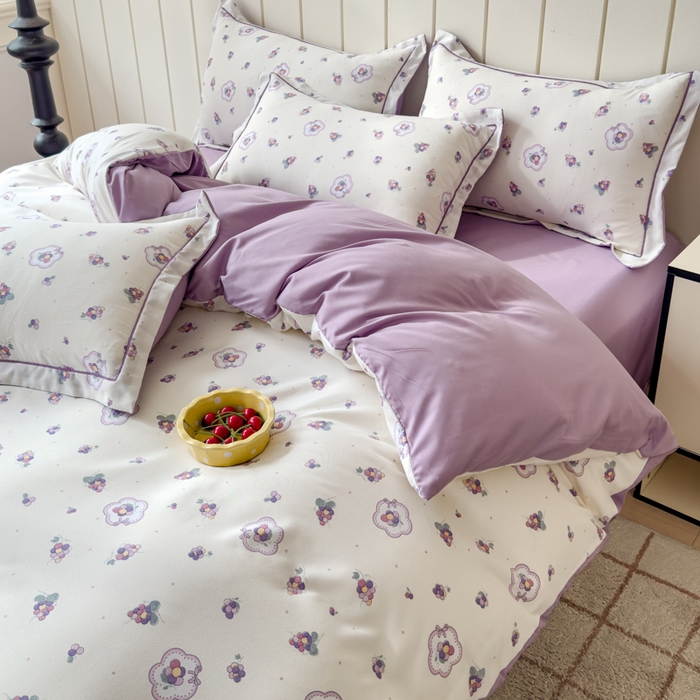 91家纺网 家纺一手货源 找家纺 可思家纺2025新款可思-简单款双层纱套件 紫葡萄