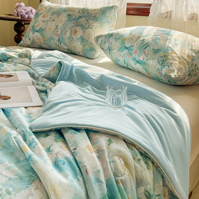 91家纺网 家纺一手货源 找家纺 （总）小禹仔 2025新款针织凉感丝印花夏被夏凉被