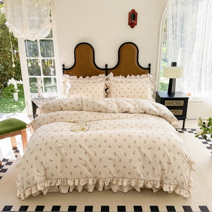 91家纺网 家纺一手货源 找家纺 （总）孑寐家纺 2025新款嵌绳款韩版床裙款四件套
