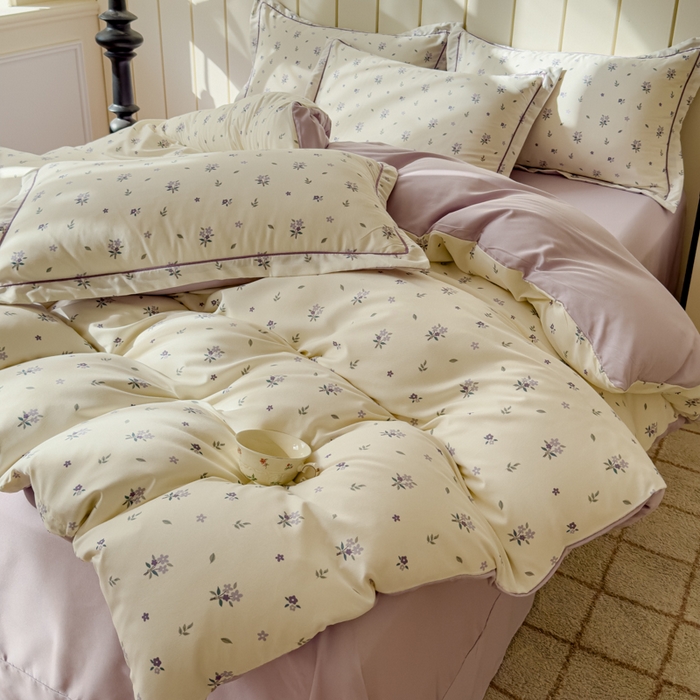 91家纺网 家纺一手货源 找家纺 可思家纺2025新款可思-简单款双层纱套件 紫韵