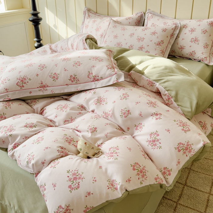 91家纺网 家纺一手货源 找家纺 可思家纺2025新款可思-简单款双层纱套件 春之语