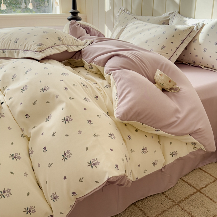 91家纺网 家纺一手货源 找家纺 可思家纺2025新款可思-简单款双层纱套件 紫韵