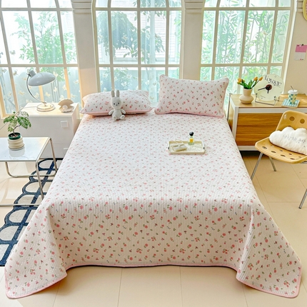 91家纺网 家纺一手货源 找家纺 恒尚居 2025新款全棉床盖床单小清新床垫床褥垫-跑量（四季款） 花语漫漫