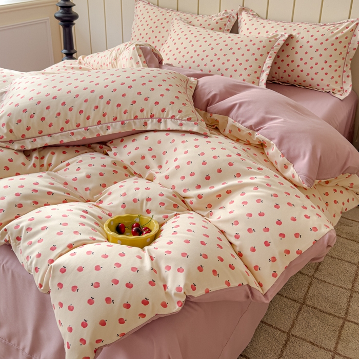 91家纺网 家纺一手货源 找家纺 可思家纺2025新款可思-简单款双层纱套件 小苹果