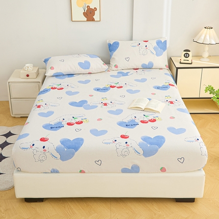 棉乐町家居  2025新款原棉粗布床笠 樱桃笑脸兔