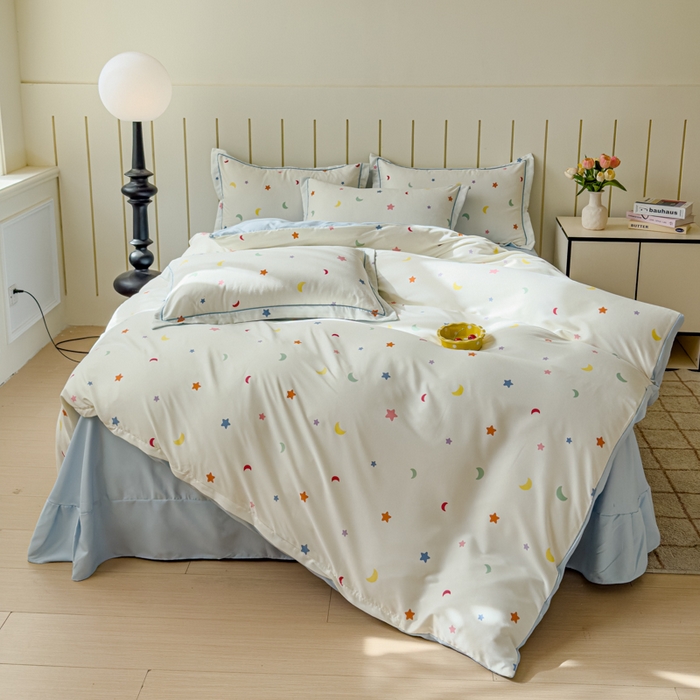 91家纺网 家纺一手货源 找家纺 可思家纺2025新款可思-简单款双层纱套件 幸运星