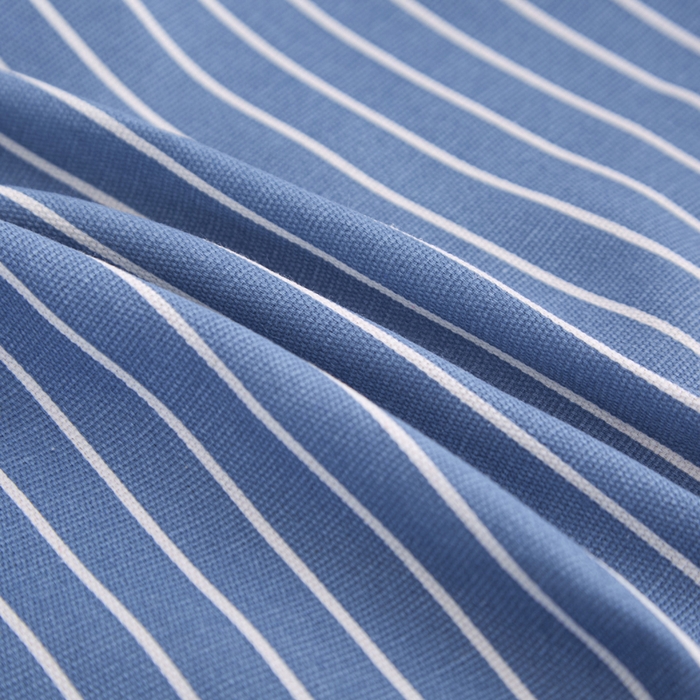 91家纺网 家纺一手货源 找家纺 棉乐町家居  2025新款原棉粗布床笠 条纹蓝