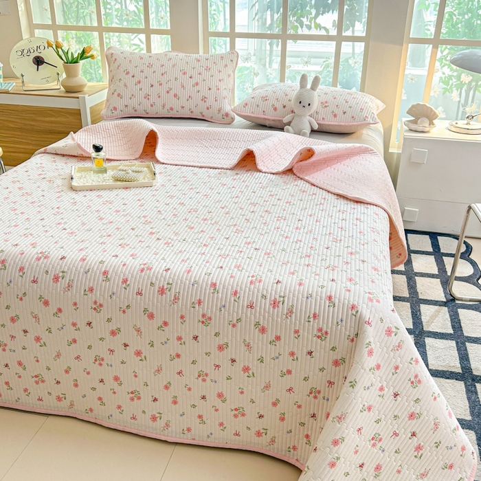 91家纺网 家纺一手货源 找家纺 恒尚居 2025新款全棉床盖床单小清新床垫床褥垫-跑量（四季款） 花语漫漫