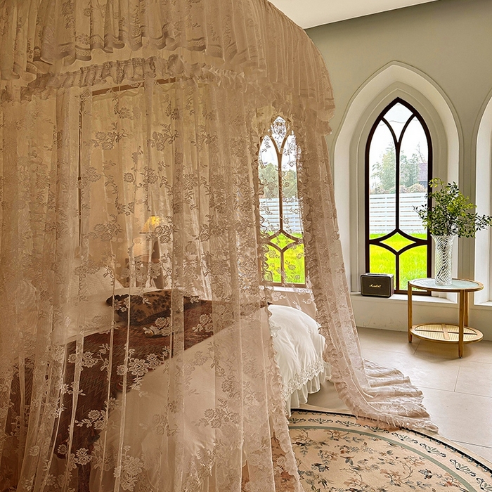 91家纺网 家纺一手货源 找家纺 都市缘蚊帐  2025新款303法式提花蕾丝蚊帐 303可可庄园-奶油玉