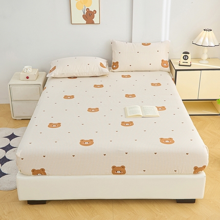 棉乐町家居  2025新款原棉粗布床笠 笑脸熊