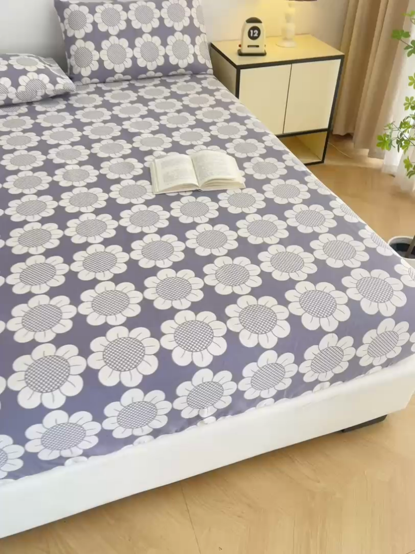 91家纺网 家纺一手货源 找家纺 棉乐町家居  2025新款原棉粗布床笠 太阳花