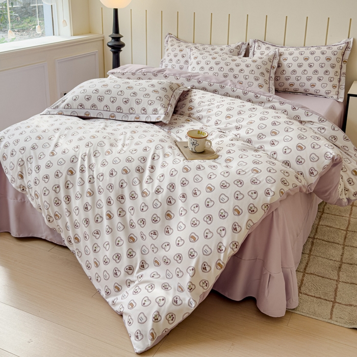 91家纺网 家纺一手货源 找家纺 可思家纺2025新款可思-简单款双层纱套件 爱心小兔