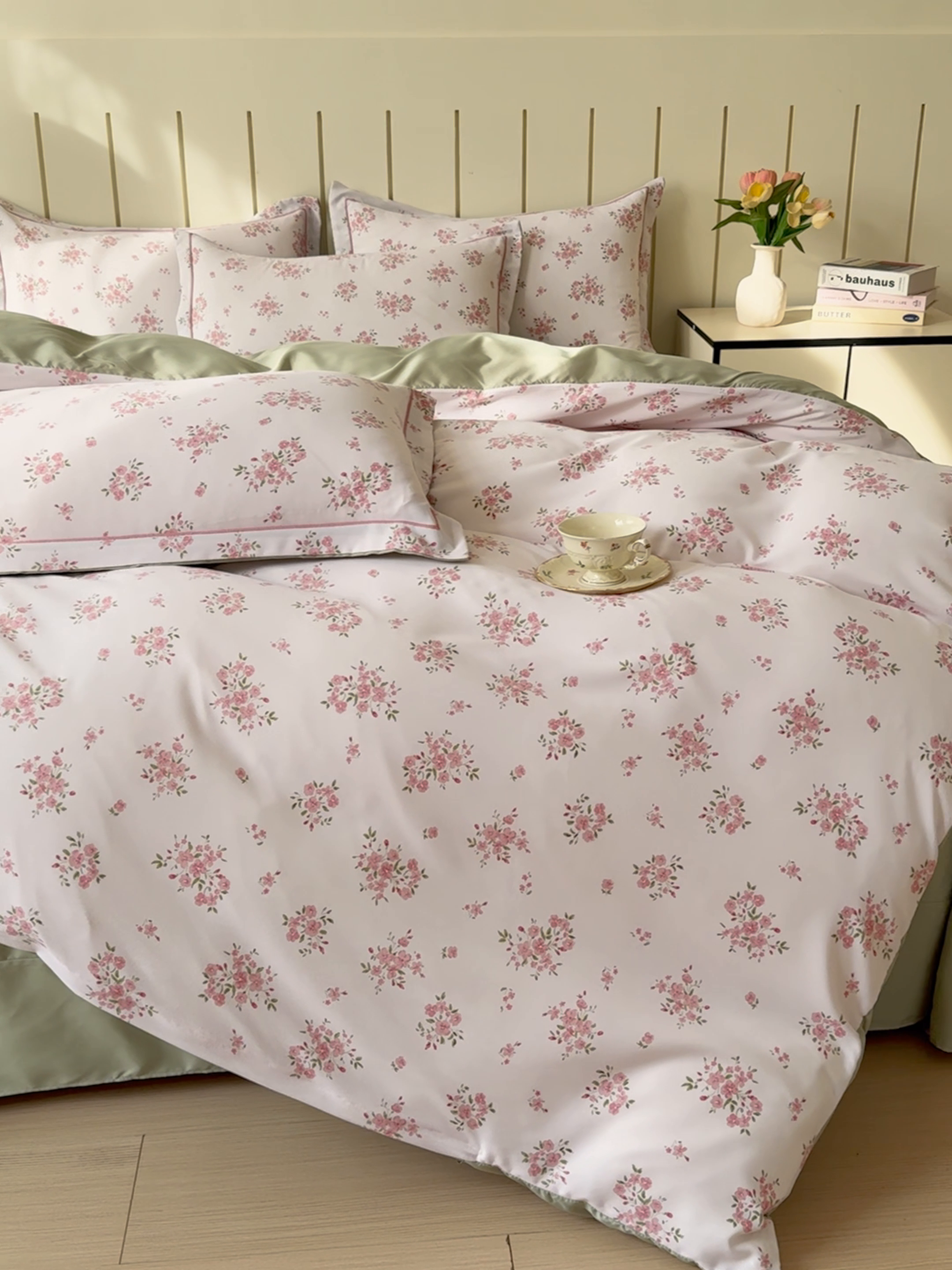 91家纺网 家纺一手货源 找家纺 可思家纺2025新款可思-简单款双层纱套件 春之语