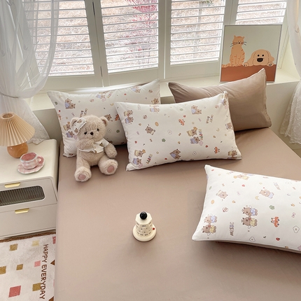 丫丫家纺 2025全棉13070单床单床笠纯棉单品枕套床笠床单（有预缩尺寸 售后无忧 免费提供买家秀） 卡皮吧啦