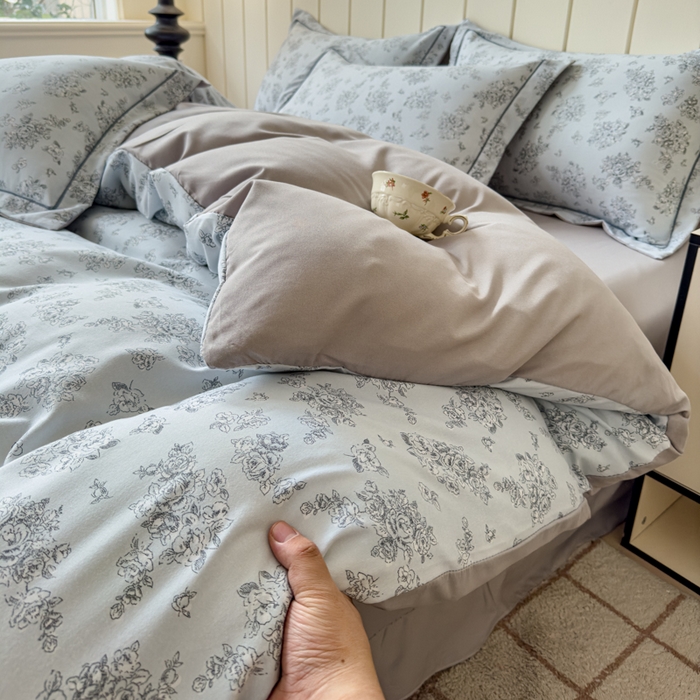 91家纺网 家纺一手货源 找家纺 可思家纺2025新款可思-简单款双层纱套件 复古玫瑰