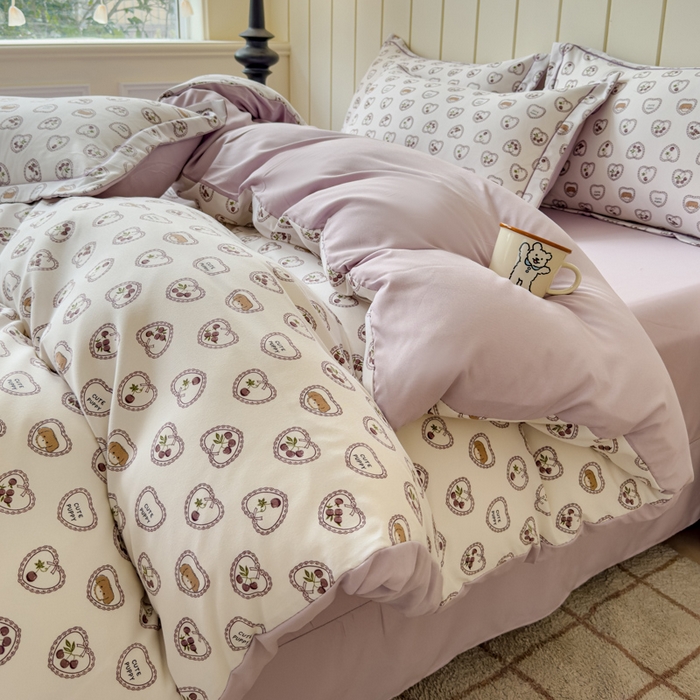 91家纺网 家纺一手货源 找家纺 可思家纺2025新款可思-简单款双层纱套件 爱心小兔