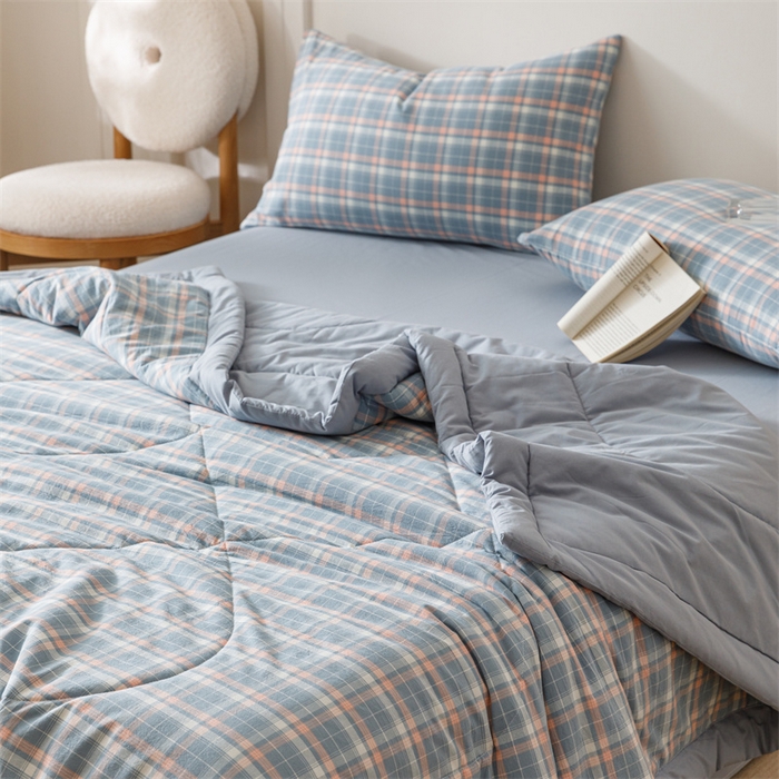 91家纺网 家纺一手货源 找家纺 恬思语家纺 2025新款全棉色织水洗棉棉花夏被  洛林 兰