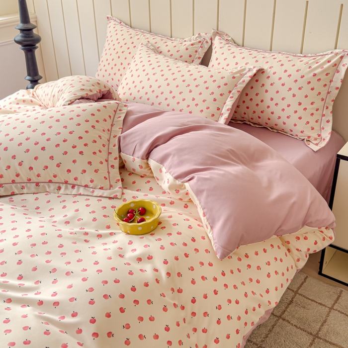 91家纺网 家纺一手货源 找家纺 可思家纺2025新款可思-简单款双层纱套件 小苹果