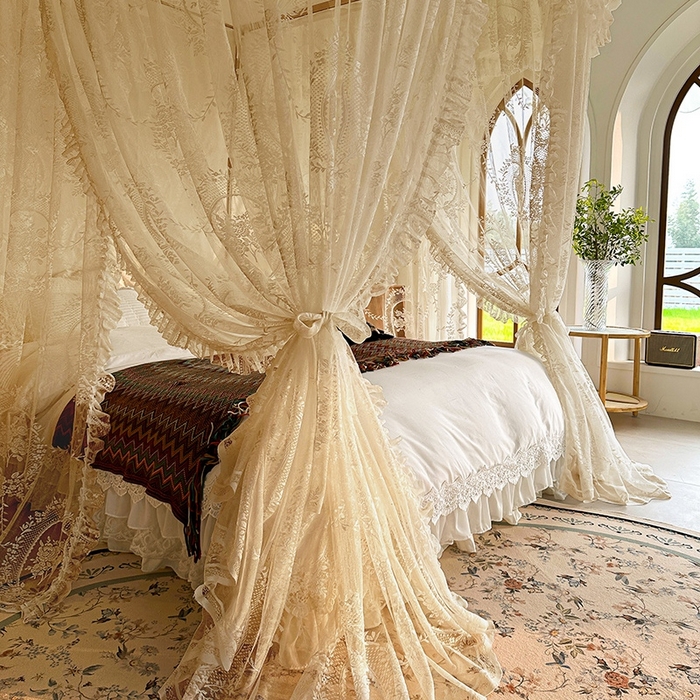 91家纺网 家纺一手货源 找家纺 都市缘蚊帐  2025新款303法式提花蕾丝蚊帐 303薇尔庄园-奶油玉