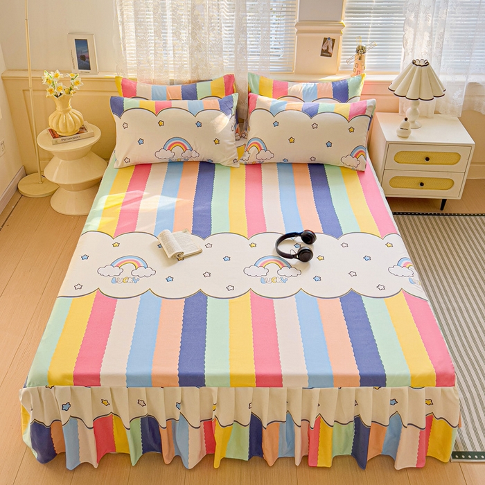 91家纺网 家纺一手货源 找家纺 （总）极梦家纺（支持定制）  2025新款春秋130克加厚植物羊绒磨毛印花单床裙三件套