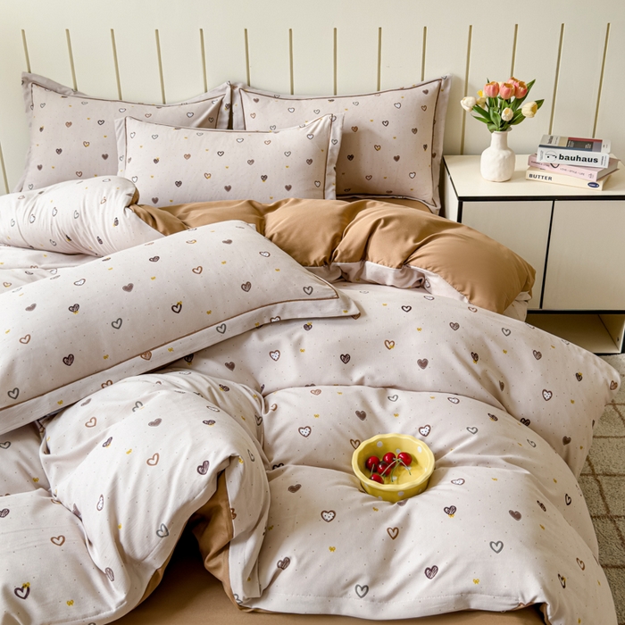 91家纺网 家纺一手货源 找家纺 可思家纺2025新款可思-简单款双层纱套件 多彩爱心