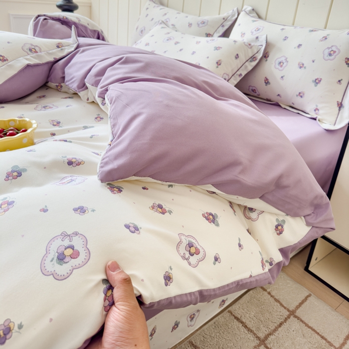 91家纺网 家纺一手货源 找家纺 可思家纺2025新款可思-简单款双层纱套件 紫葡萄