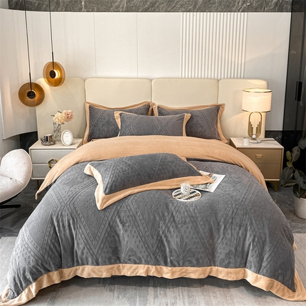 91家纺网 家纺一手货源 找家纺 （总）金喜 2025新款高品质牛奶绒拼角四件套