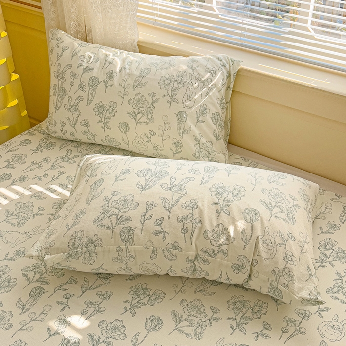 91家纺网 家纺一手货源 找家纺 纽缦家纺 2025新款云感提花双层纱韩版四件套 海像森林