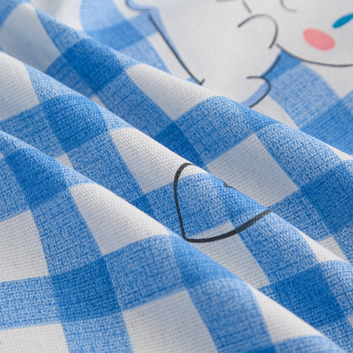 91家纺网 家纺一手货源 找家纺 棉乐町家居  2025新款原棉粗布床笠 玉贵狗-蓝格