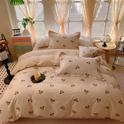 奈萝家纺2025新款全棉 小号三件套 标准四件套 小浣熊咖