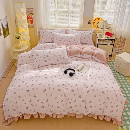 91家纺网 家纺一手货源 找家纺 纽缦家纺 2025新款云感提花双层纱韩版四件套 葡萄七分甜