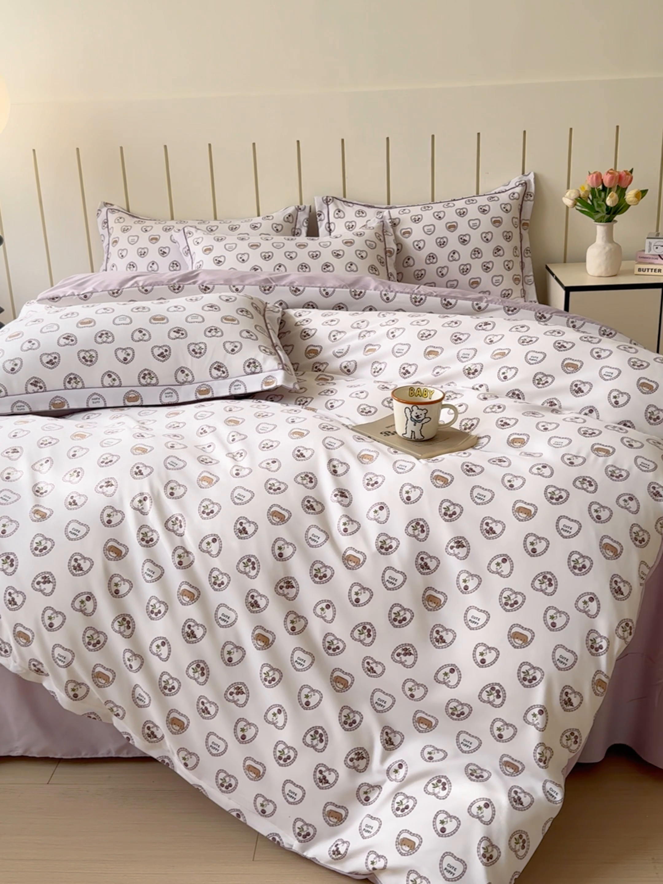 91家纺网 家纺一手货源 找家纺 可思家纺2025新款可思-简单款双层纱套件 爱心小兔