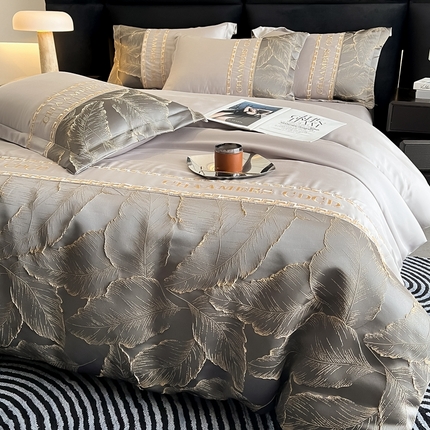 91家纺网 家纺一手货源 找家纺 （总）水云缦 2024新款黛菲系列冰丝浮雕刺绣天丝四件套【带包装】