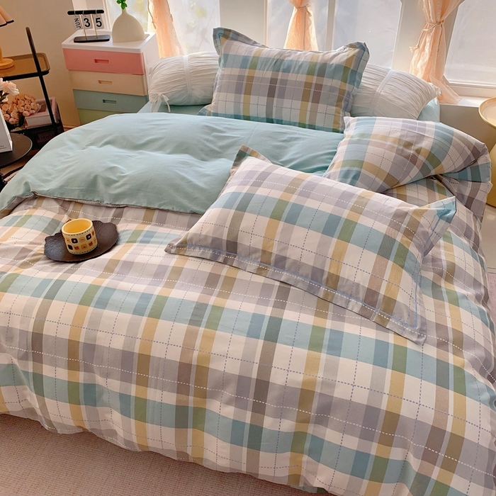 91家纺网 家纺一手货源 找家纺 奈萝家纺2025新款全棉 小号三件套 标准四件套 西格蓝