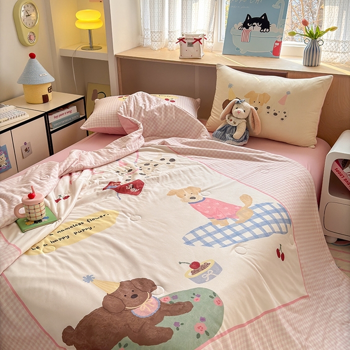 91家纺网 家纺一手货源 找家纺 （总）星期八 2025新款针织棉夏被四件套