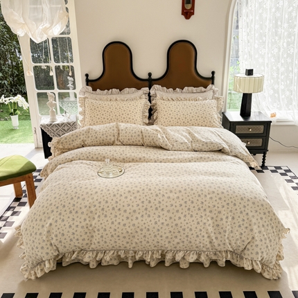 91家纺网 家纺一手货源 找家纺 （总）孑寐家纺 2025新款嵌绳款韩版床裙款四件套