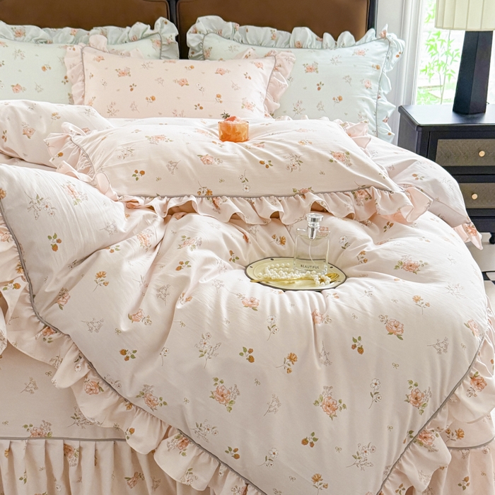 91家纺网 家纺一手货源 找家纺 （总）孑寐家纺 2025新款嵌绳款韩版床裙款四件套