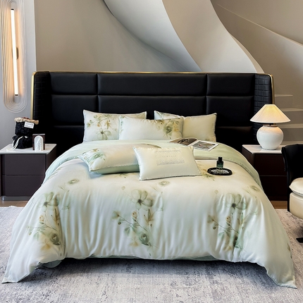 91家纺网 家纺一手货源 找家纺 优贝家纺 2025新款百分百莱赛尔天丝数码印花天丝四件套 金枝玉叶