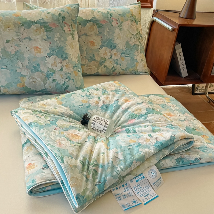 91家纺网 家纺一手货源 找家纺 （总）小禹仔 2025新款针织凉感丝印花夏被夏凉被